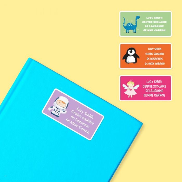 10 Personalized School Labels for books, notebooks, folders, diaries, workbooks, photo albums ...